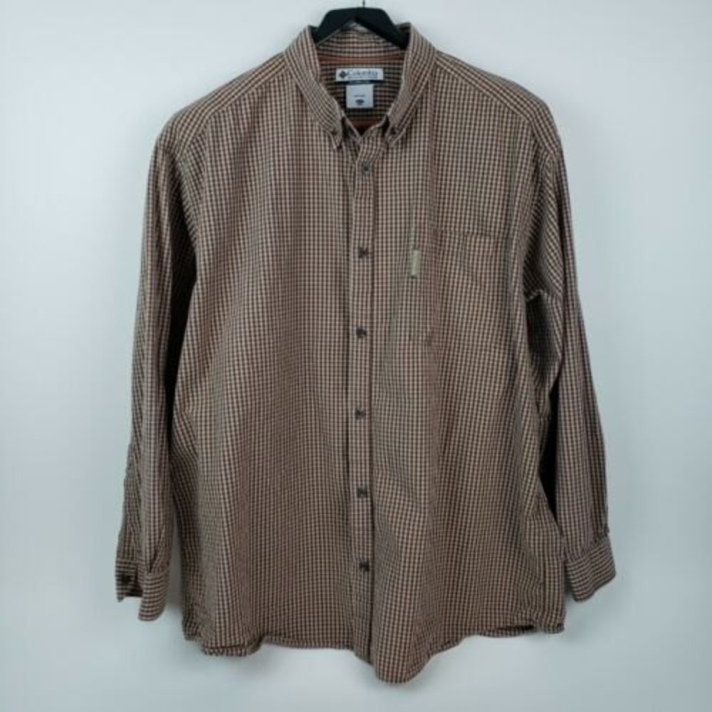 Columbia Sportswear Co. Men's Button-Down Checked Shirt Tan Brown (Size XXL)
